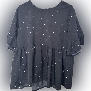 SHEIN Black and White Polka Dot Blouse